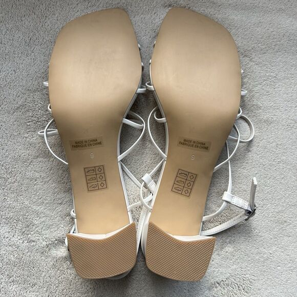 Jeffrey Campbell White Patent Leather Strappy Heeled Sandals Women US 9 Casual - Picture 12 of 14